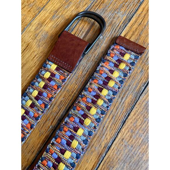Colorful Fabric Belt w/Leather Trim Womens sz S - Picture 5 of 10